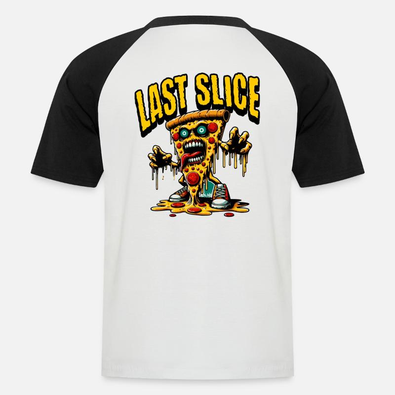 Last Slice - Männer Baseball-T-Shirt - Weiß/Schwarz