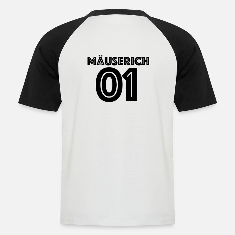 MÄUSERICH - Männer Baseball-T-Shirt - Weiß/Schwarz