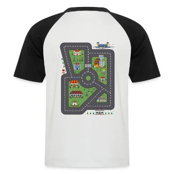 Spielzeugauto Rücken Massage Eltern Autoteppich - Männer Baseball-T-Shirt - Weiß/Schwarz - Hinten - Nik (191cm)