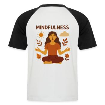 Mindfulness - Digital Illustration of Meditation - Men's Baseball T-Shirt - white/black - Back - Nik (191cm)