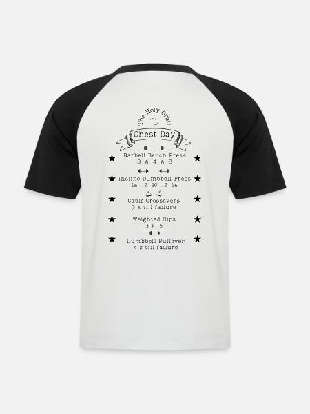 Chest Day | Brust Training Übungen | Trainingsplan - Männer Baseball-T-Shirt - Weiß/Schwarz