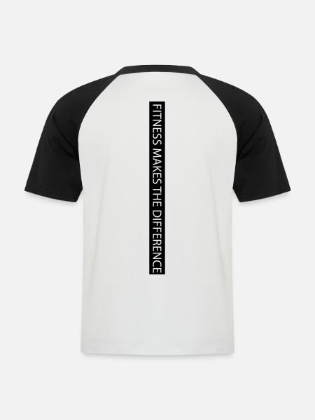 Fitness makes the Difference black - Männer Baseball-T-Shirt - Weiß/Schwarz