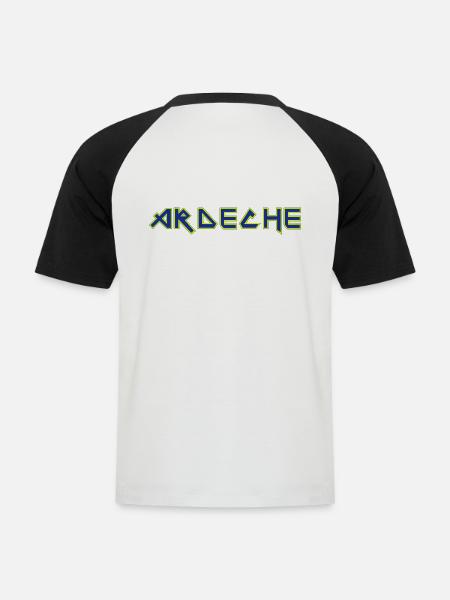 ardèche 3 couleurs - T-shirt baseball manches courtes Homme - blanc/noir