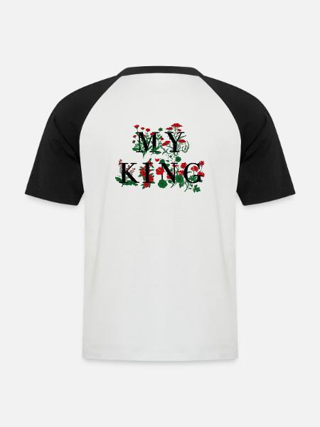 My King Partnershirt - Männer Baseball-T-Shirt - Weiß/Schwarz