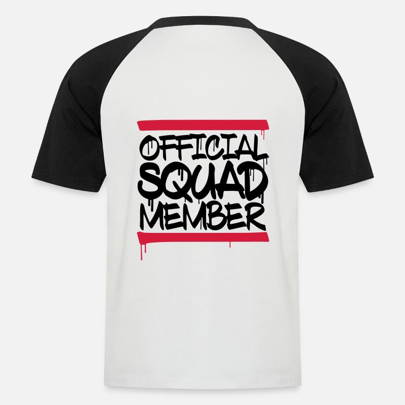 OFFICIAL SQUAD MEMBER - Männer Baseball-T-Shirt - Weiß/Schwarz