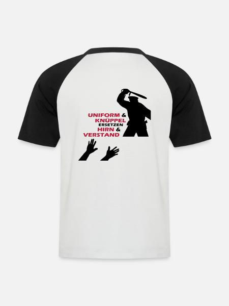 Police Brutality - Männer Baseball-T-Shirt - Weiß/Schwarz