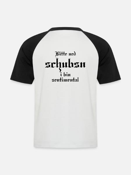 Schubs mi ned - Männer Baseball-T-Shirt - Weiß/Schwarz