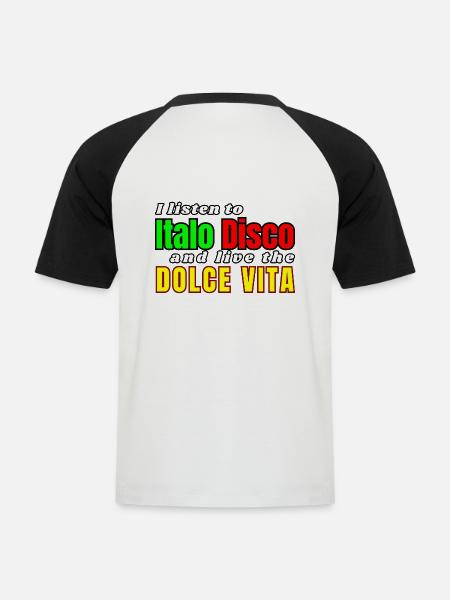 Chemise Italo Disco Dolce Vita - T-shirt baseball manches courtes Homme - blanc/noir