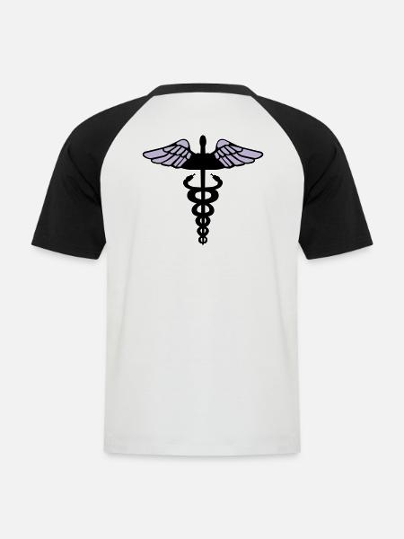 Caduceus - Männer Baseball-T-Shirt - Weiß/Schwarz