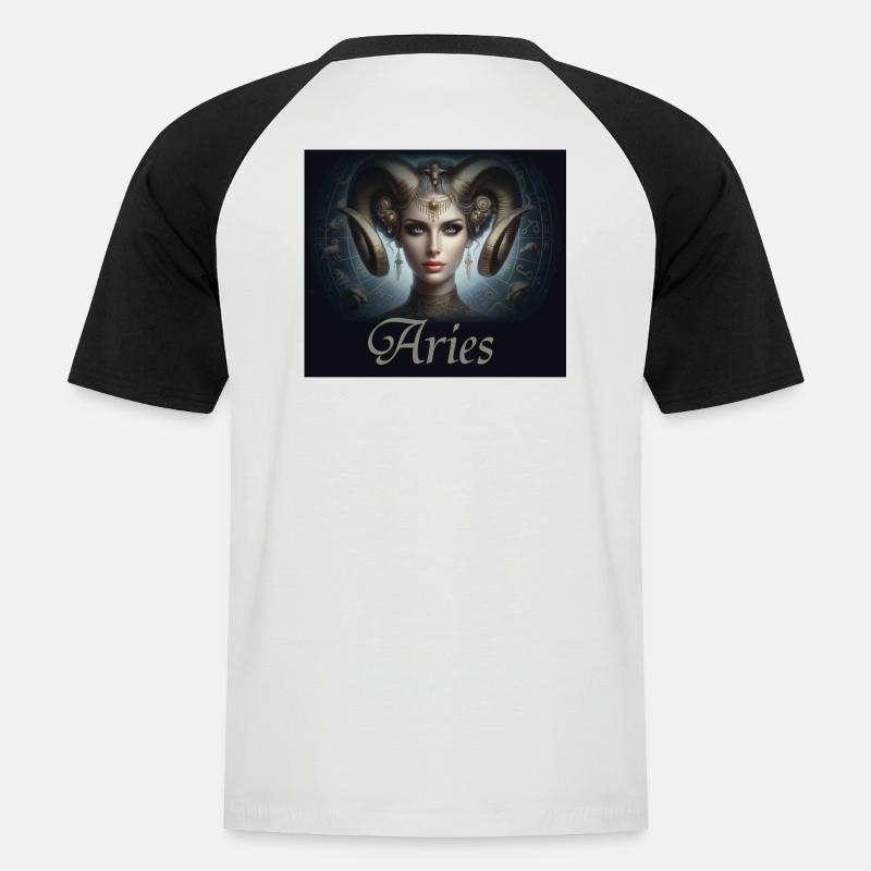 Aries -  Sternzeichen Widder - Männer Baseball-T-Shirt - Weiß/Schwarz