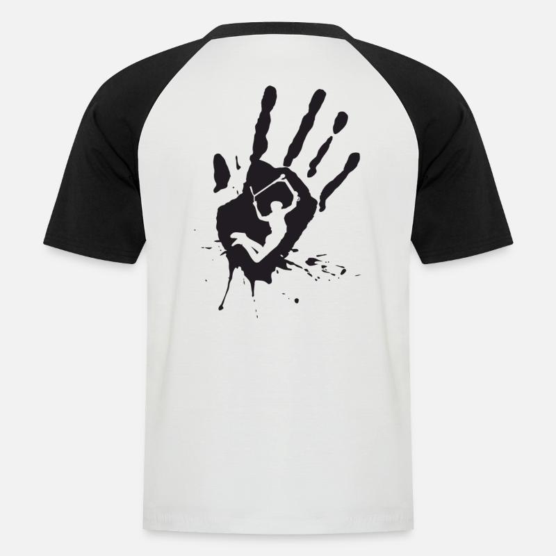 Hand 2 - Männer Baseball-T-Shirt - Weiß/Schwarz