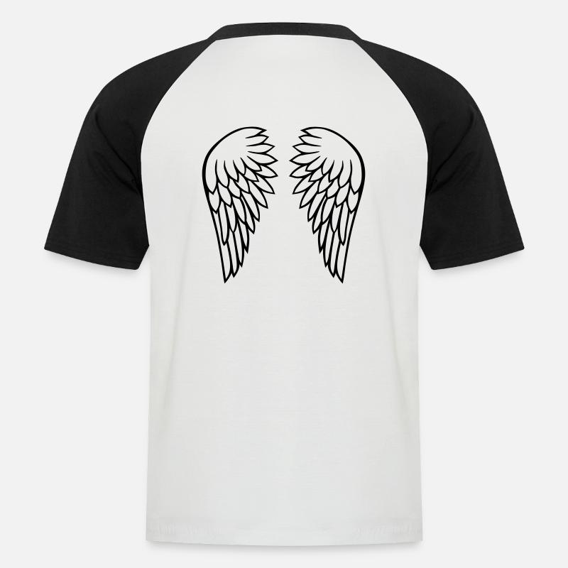 Flügel - Männer Baseball-T-Shirt - Weiß/Schwarz