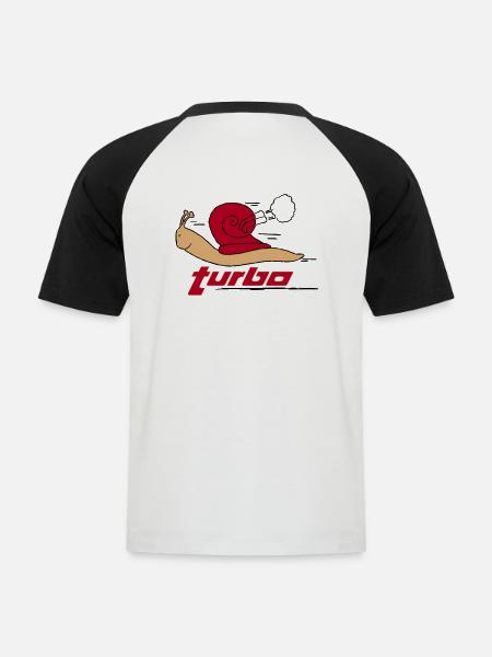 Turbo Schnecke - Männer Baseball-T-Shirt - Weiß/Schwarz