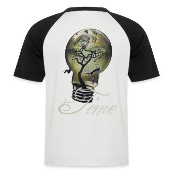 Time Lampe - Männer Baseball-T-Shirt - Weiß/Schwarz - Hinten - Nik (191cm)