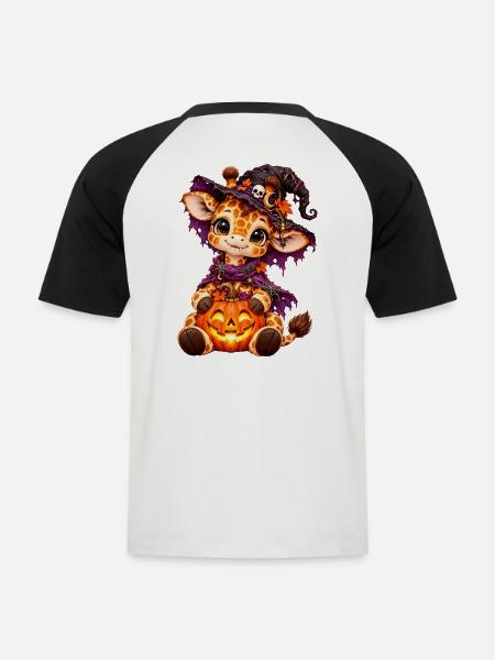 Gir'Halloween süße Giraffe - Männer Baseball-T-Shirt - Weiß/Schwarz