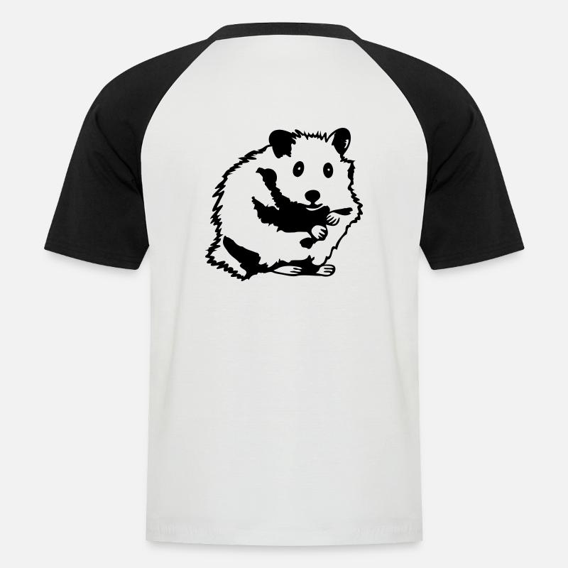 Hamster sitzt - Männer Baseball-T-Shirt - Weiß/Schwarz