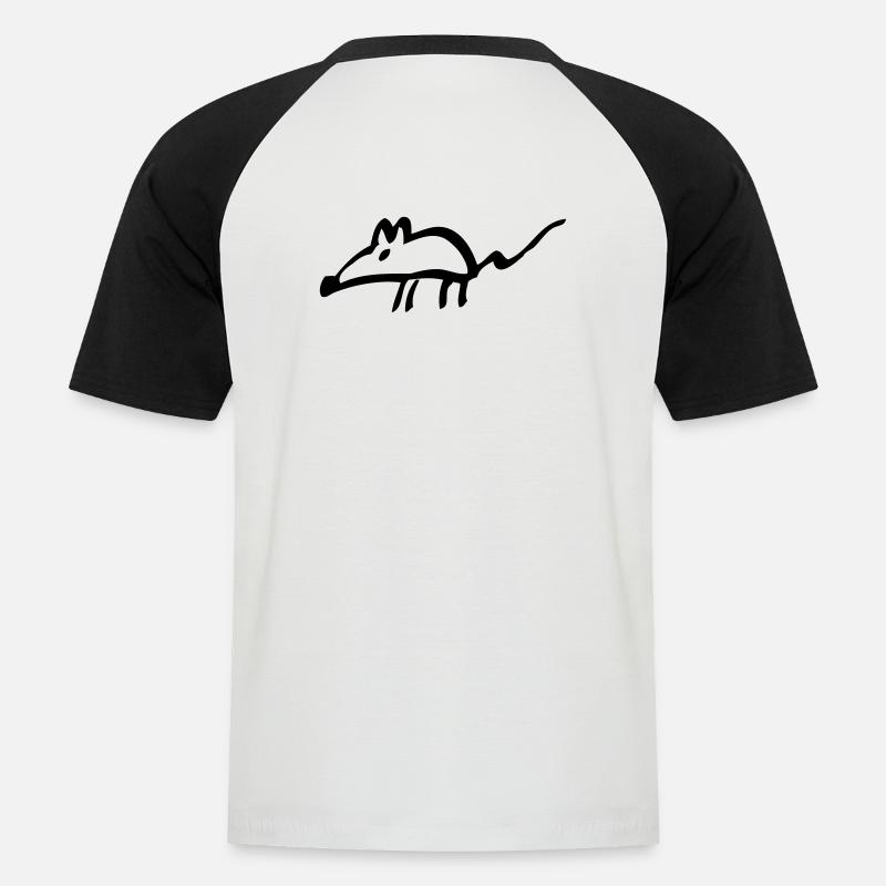 Maus - Männer Baseball-T-Shirt - Weiß/Schwarz