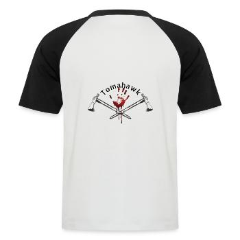Tomahawk - Männer Baseball-T-Shirt - Weiß/Schwarz - Hinten - Nik (191cm)