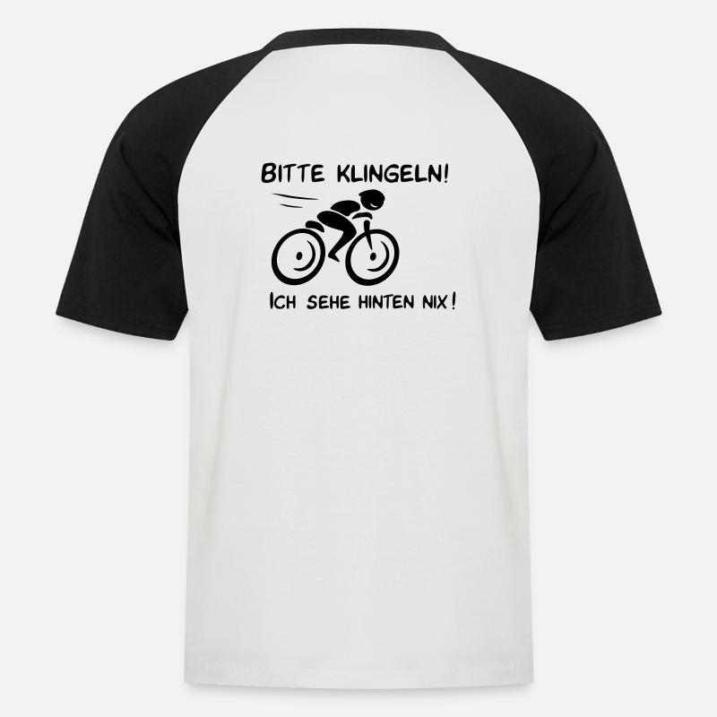 Bitte klingeln! Radfahrer-Hund - Männer Baseball-T-Shirt - Weiß/Schwarz