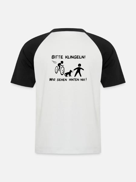 Bitte klingeln! Radfahrer-Hund - Männer Baseball-T-Shirt - Weiß/Schwarz