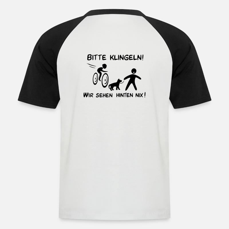 Bitte klingeln! Radfahrer-Kind - Männer Baseball-T-Shirt - Weiß/Schwarz