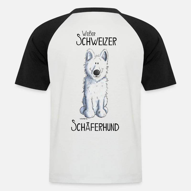 Weißer Schweizer Schäferhund - Männer Baseball-T-Shirt - Weiß/Schwarz
