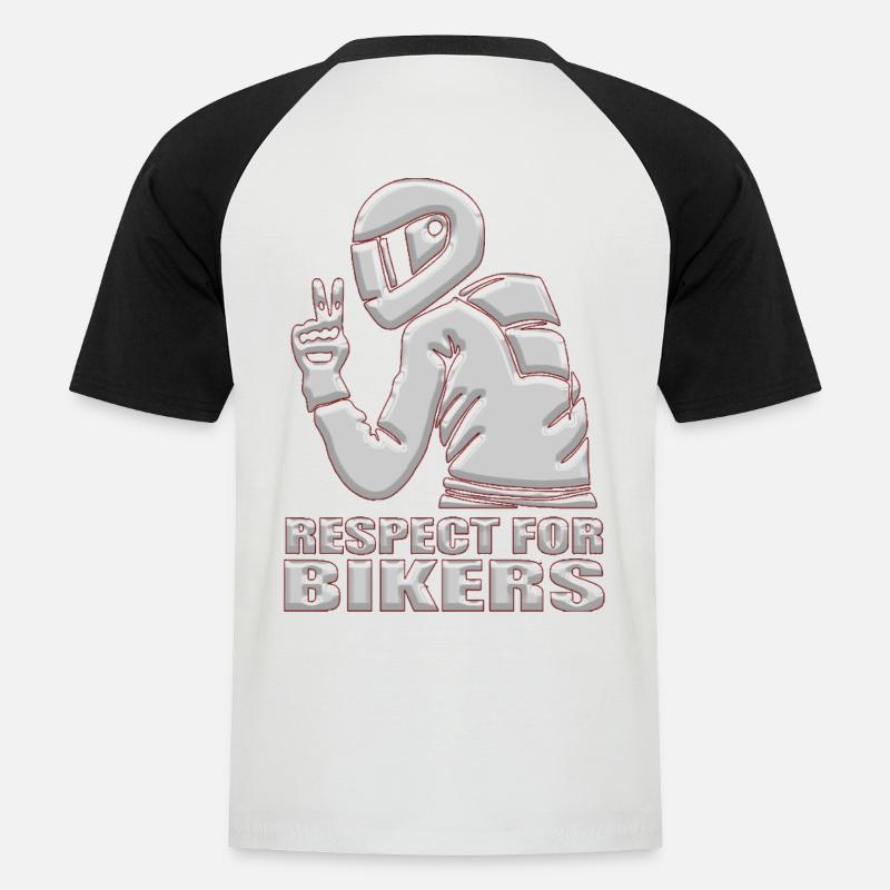 Biker - Männer Baseball-T-Shirt - Weiß/Schwarz
