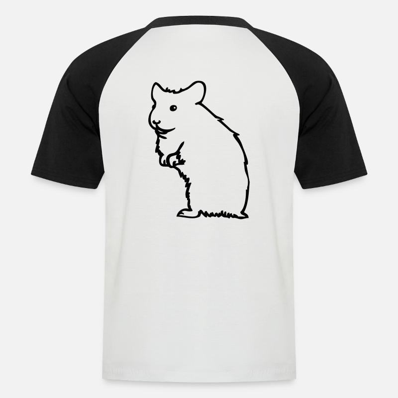 Hamster - Männer Baseball-T-Shirt - Weiß/Schwarz