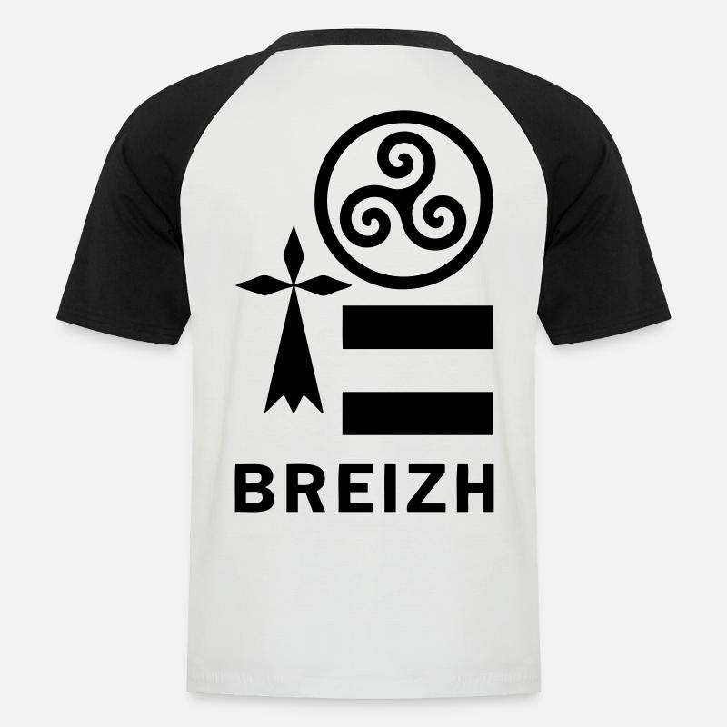 breizh Design - Männer Baseball-T-Shirt - Weiß/Schwarz