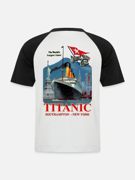 TITANIC NEW YORK CREA LOUIS RUNEMBERG © Adagp - Miesten lyhythihainen baseballpaita - valkoinen/musta