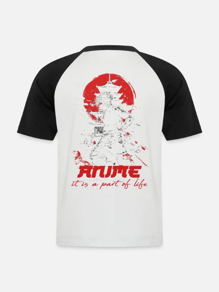 Anime for life - Animekarakter - Männer Baseball-T-Shirt - Weiß/Schwarz