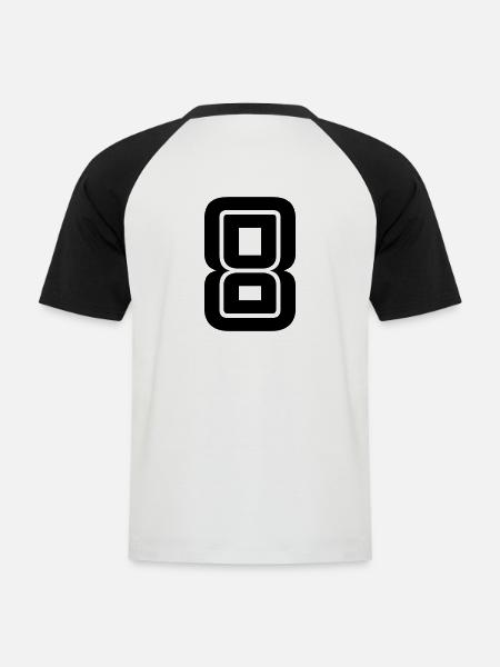 8 - T-shirt baseball manches courtes Homme - blanc/noir