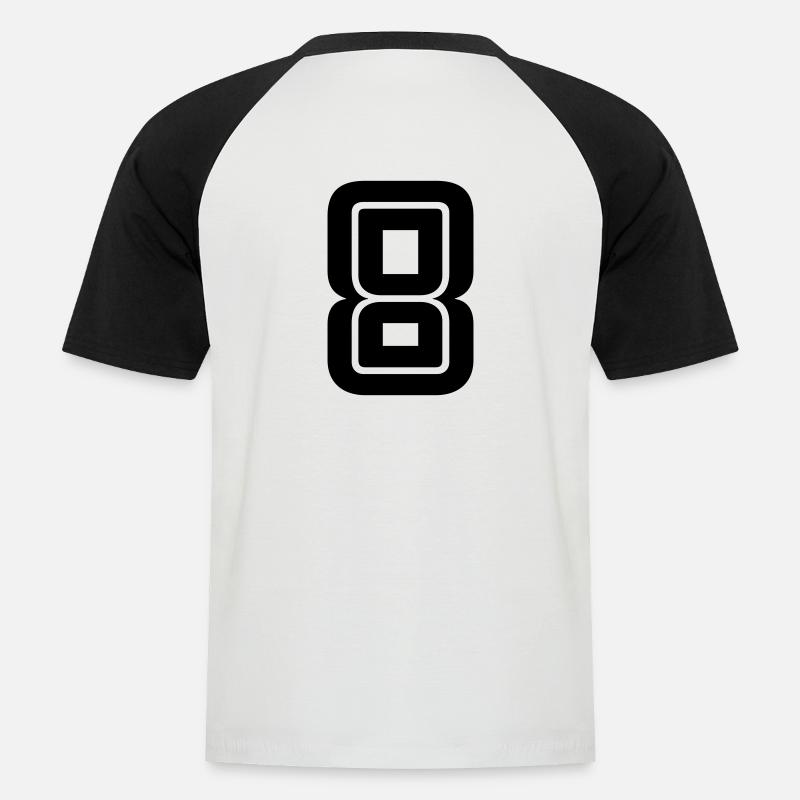 8 - Männer Baseball-T-Shirt - Weiß/Schwarz