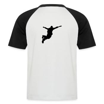 base jumper - Männer Baseball-T-Shirt - Weiß/Schwarz - Hinten - Nik (191cm)