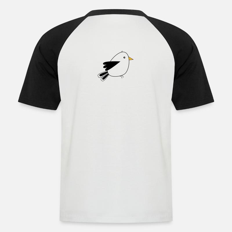 Vögelchen - Männer Baseball-T-Shirt - Weiß/Schwarz