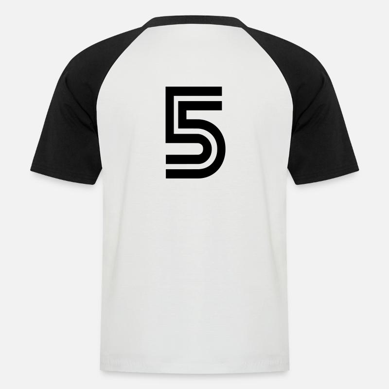 Rückennummer 5 - Männer Baseball-T-Shirt - Weiß/Schwarz