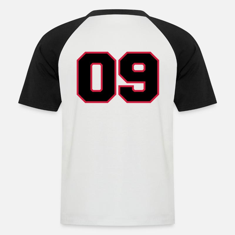 number 09 - Männer Baseball-T-Shirt - Weiß/Schwarz