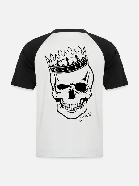 Totenkopf Edrop - Männer Baseball-T-Shirt - Weiß/Schwarz