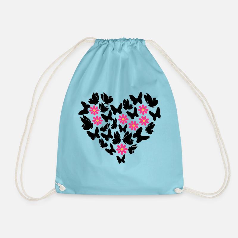 Butterflies in the heart - Drawstring Bag - aqua