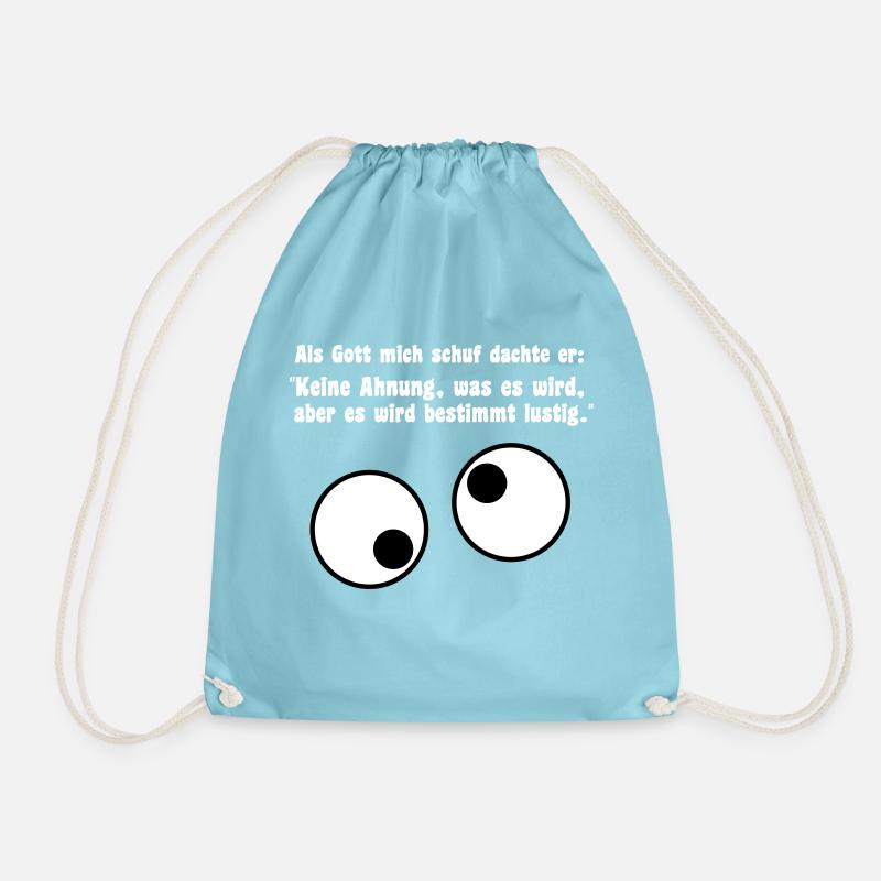 funny - Drawstring Bag - aqua