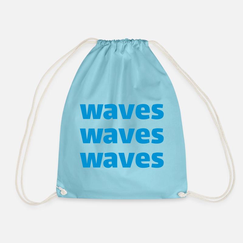 waves, waves, waves, waves - Drawstring Bag - aqua