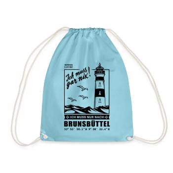 Brunsbüttel Urlaub Hafenstadt Nordsee Leuchtturm - Turnbeutel - Aqua - Vorne