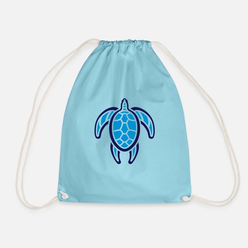 wee turtle - Drawstring Bag - aqua