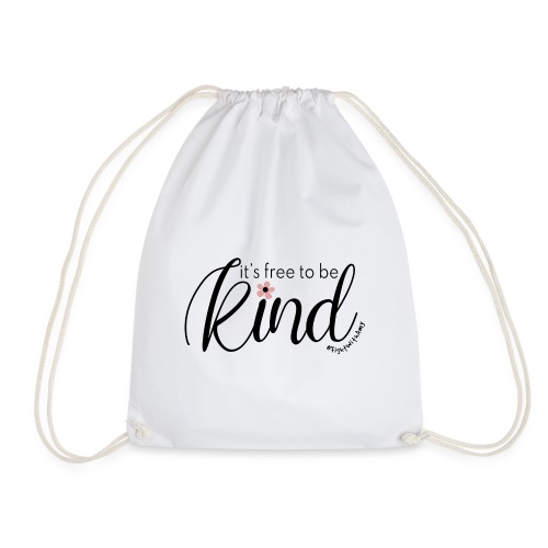 Amy's 'Free to be Kind' design (black txt) - Drawstring Bag