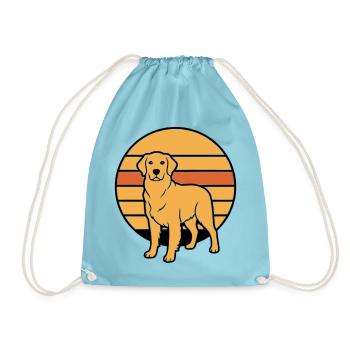 Dog Retriever Retro Sunset - Drawstring Bag - aqua - Front
