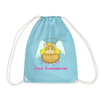 Weihnachtsengerl Meerschweinchen  - Turnbeutel - Aqua - Vorne