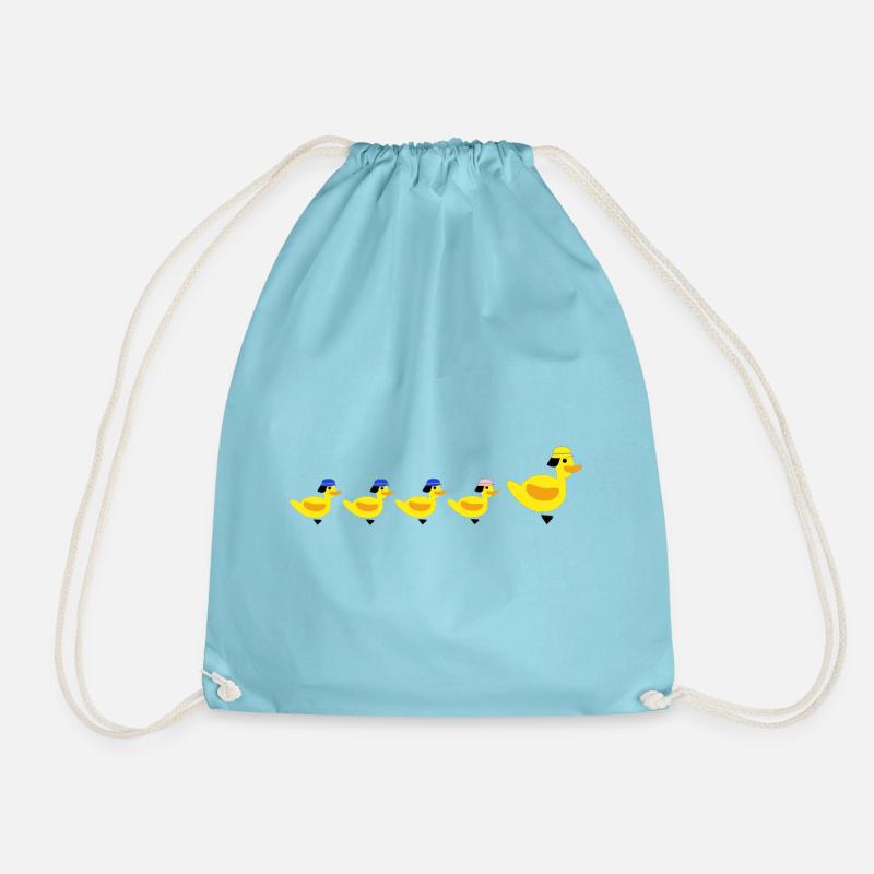 Fire Brigade Ducks - Family - Drawstring Bag - aqua