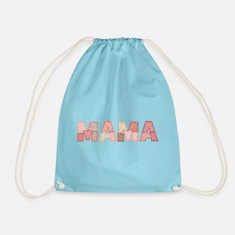 Patchwork Mom Gift for Mom for Birthday - Drawstring Bag - aqua
