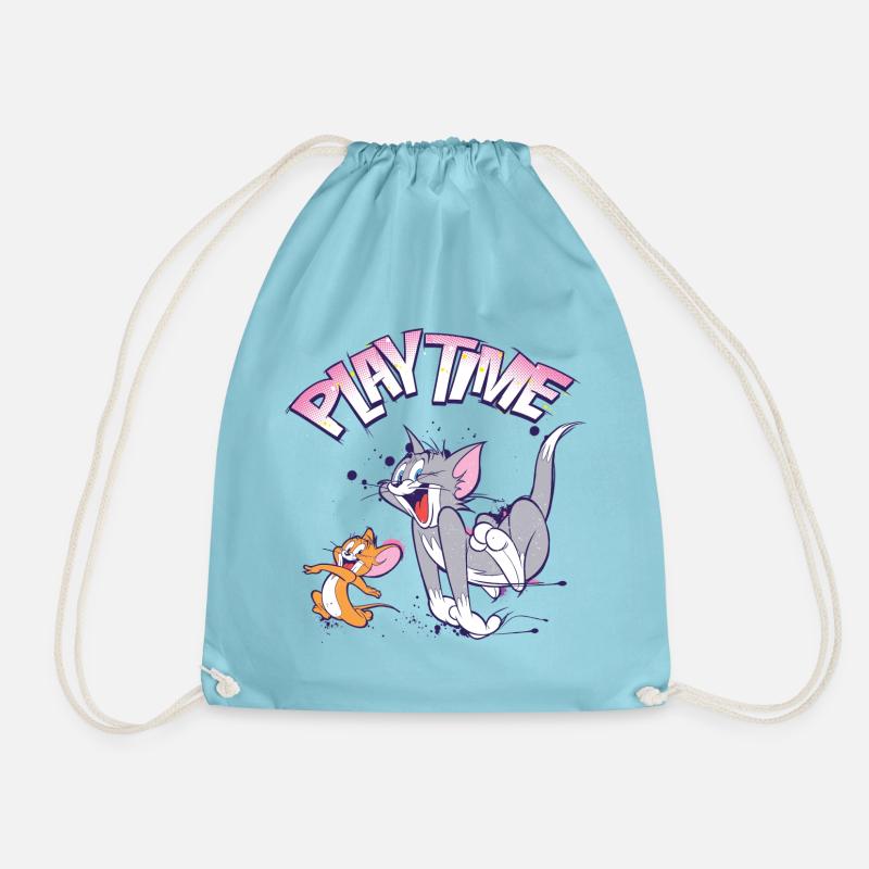 Tom and Jerry Play Time - Drawstring Bag - aqua