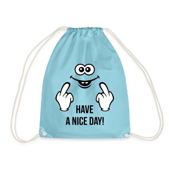 Smiling Face – Have A Nice Day! (Stinkefinger) - Turnbeutel - Aqua - Vorne